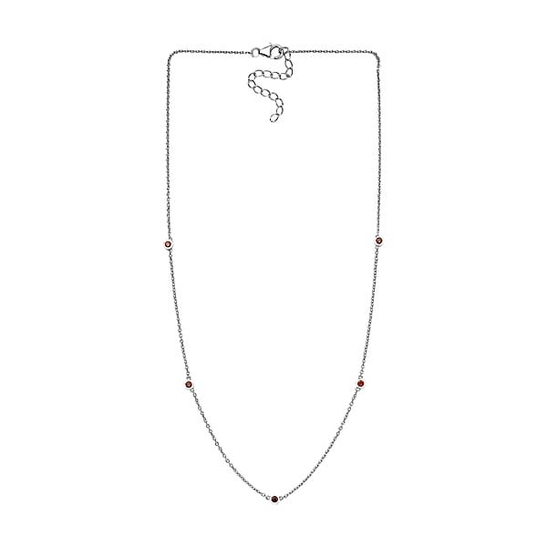 Shop Lc Luxuriant Lab Grown Red Diamond (IR) 0.35 Ctw Firelight Station Necklace 20 Inches In Rhodium Over Sterling Silver