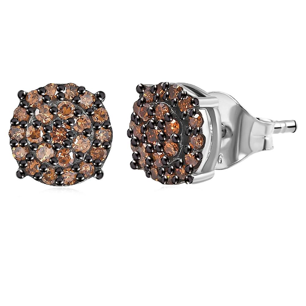 shop lc Luxuriant Lab Grown Red Diamond (IR) 0.50 ctw Rosetta Halo Studs Earrings in Rhodium Over Sterling Silver