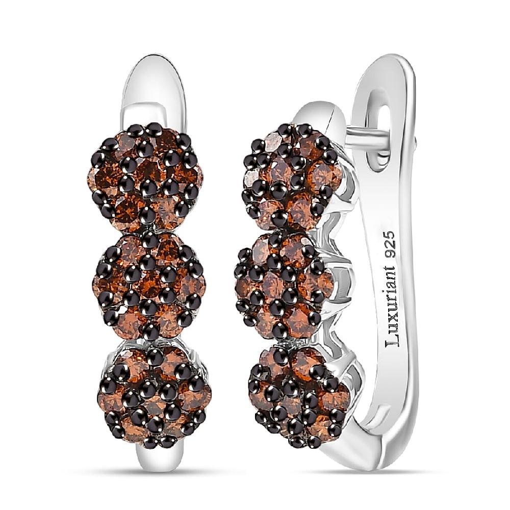 shop lc Luxuriant Lab Grown Red Diamond (IR) 1.00 ctw Crimson Bloom Line Earrings in Rhodium Over Sterling Silver