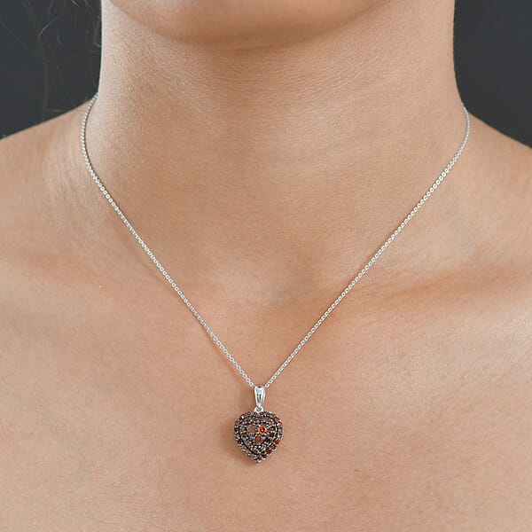 Shop Lc Luxuriant Lab Grown Red Diamond (IR) 1.00 Ctw Heart Scarlet Promise Pendant Necklace 20 Inches In Rhodium Over Sterling Silver