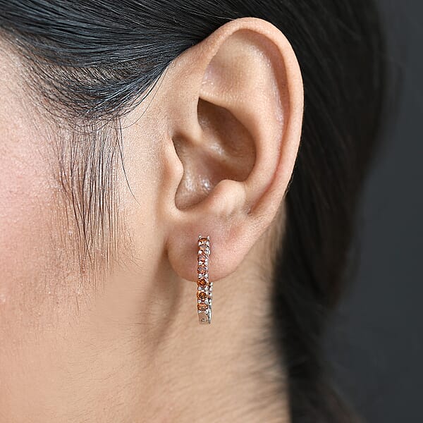 Shop Lc Luxuriant Lab Grown Red Diamond (IR) 1.90 Ctw Scarlet Glow Hoop Earrings In Rhodium Over Sterling Silver