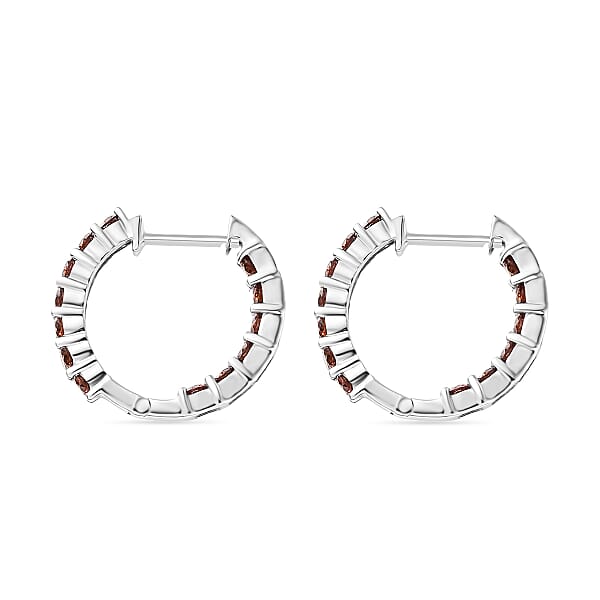 Shop Lc Luxuriant Lab Grown Red Diamond (IR) 1.90 Ctw Scarlet Glow Hoop Earrings In Rhodium Over Sterling Silver