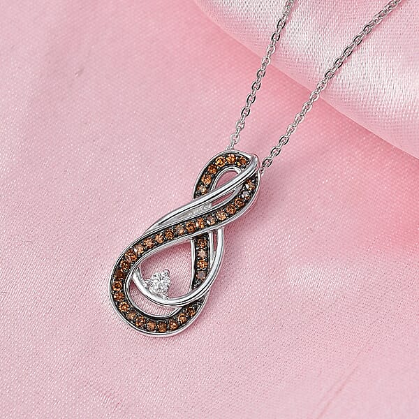 Shop Lc Luxuriant Lab Grown Red Diamond (IR) And Lab Grown Diamond 0.25 Ctw Eternal Flame Pendant Necklace 20 Inches In Rhodium Over Sterling Silver