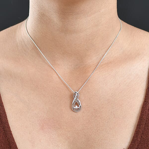 Shop Lc Luxuriant Lab Grown Red Diamond (IR) And Lab Grown Diamond 0.25 Ctw Eternal Flame Pendant Necklace 20 Inches In Rhodium Over Sterling Silver