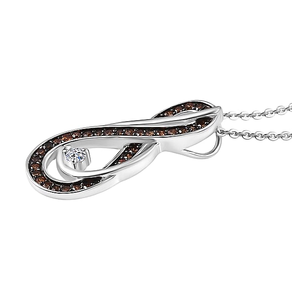 Shop Lc Luxuriant Lab Grown Red Diamond (IR) And Lab Grown Diamond 0.25 Ctw Eternal Flame Pendant Necklace 20 Inches In Rhodium Over Sterling Silver