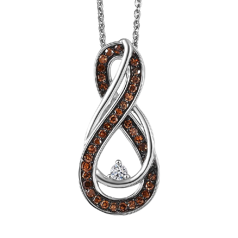 shop lc Luxuriant Lab Grown Red Diamond (IR) and Lab Grown Diamond 0.25 ctw Eternal Flame Pendant Necklace 20 Inches in Rhodium Over Sterling Silver