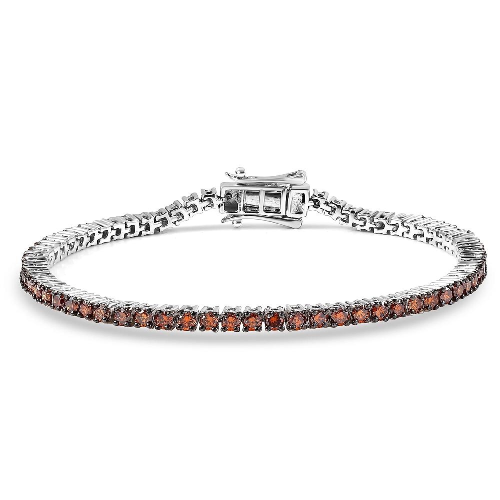 shop lc Luxuriant Lab Grown Red Diamond (IR) SI 3.00 ctw Scarlet Glow Bracelet in Rhodium Over Sterling Silver (6.50 In)
