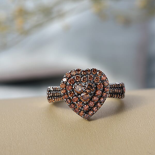 Shop Lc Luxuriant Lab Grown Red Diamond Promise Ring In Rhodium Over Sterling Silver 1.00 Ctw