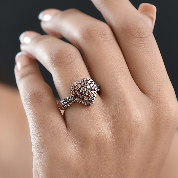 Shop Lc Luxuriant Lab Grown Red Diamond Promise Ring In Rhodium Over Sterling Silver 1.00 Ctw