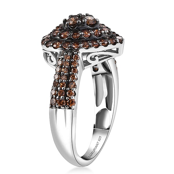 Shop Lc Luxuriant Lab Grown Red Diamond Promise Ring In Rhodium Over Sterling Silver 1.00 Ctw