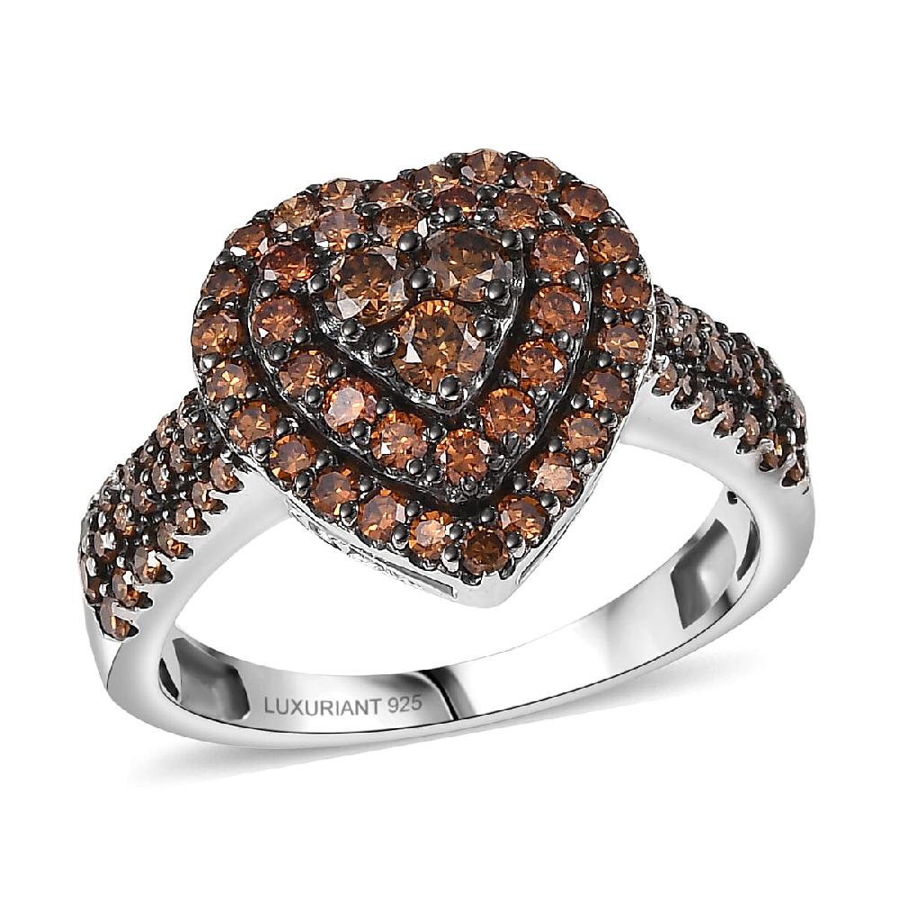 shop lc Luxuriant Lab Grown Red Diamond Promise Ring in Rhodium Over Sterling Silver 1.00 ctw