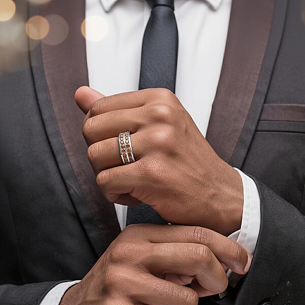 Shop Lc Luxuriant Lab Grown Red Diamond (SI) Band Men's Ring In Rhodium Over Sterling Silver 2.10 Ctw