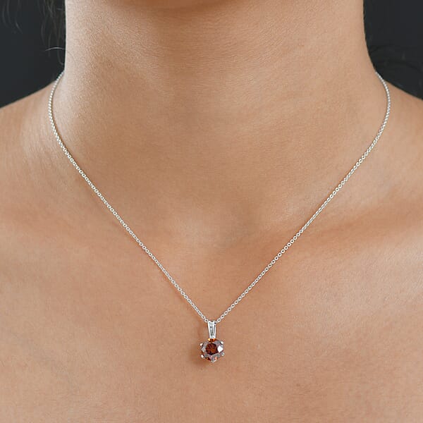 Shop Lc Luxuriant Lab Grown Red Diamond SI (IR) 1.50 Ctw Rosetta Pendant Necklace 20 Inches In 10K White Gold