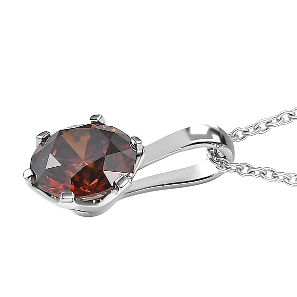 Shop Lc Luxuriant Lab Grown Red Diamond SI (IR) 1.50 Ctw Rosetta Pendant Necklace 20 Inches In 10K White Gold