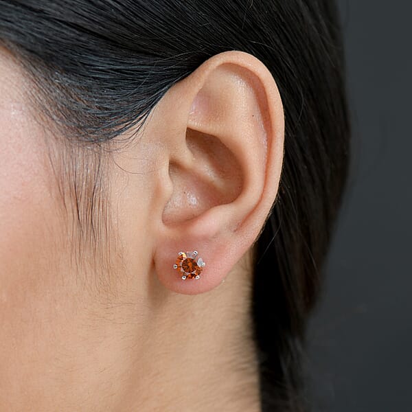 Shop Lc Luxuriant Lab Grown Red Diamond SI (IR) 2.00 Ctw Rosetta Studs Earrings In 10K White Gold