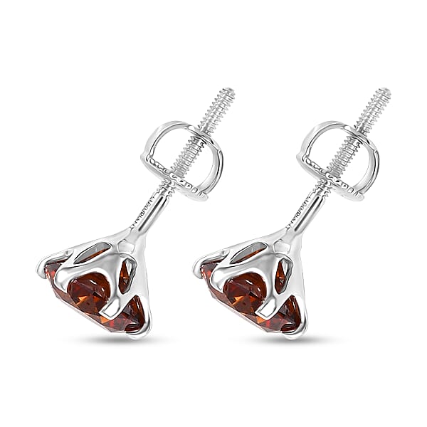 Shop Lc Luxuriant Lab Grown Red Diamond SI (IR) 2.00 Ctw Rosetta Studs Earrings In 10K White Gold