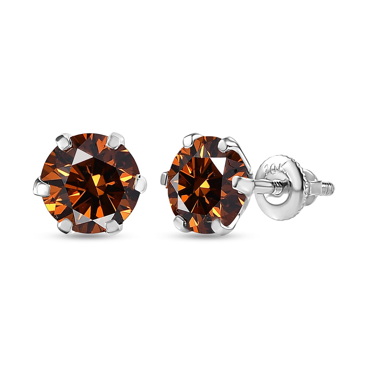 shop lc Luxuriant Lab Grown Red Diamond SI (IR) 2.00 ctw Rosetta Studs Earrings in 10K White Gold