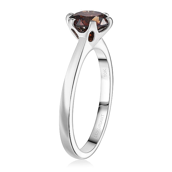 Shop Lc Luxuriant Lab Grown Red Diamond Solitaire Ring In 10K White Gold 1.50 Ctw