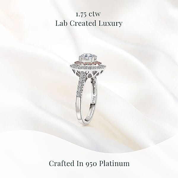Shop Lc Luxuriant Lab Grown White And Pink Diamond VS 1.75 Ctw The Imperial Spark Ring In 950 Platinum 6.10 Grams