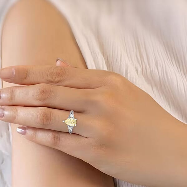 Shop Lc Luxuriant Lab Grown Yellow And White Diamond Ring In 14K White Gold 2.43 Ctw