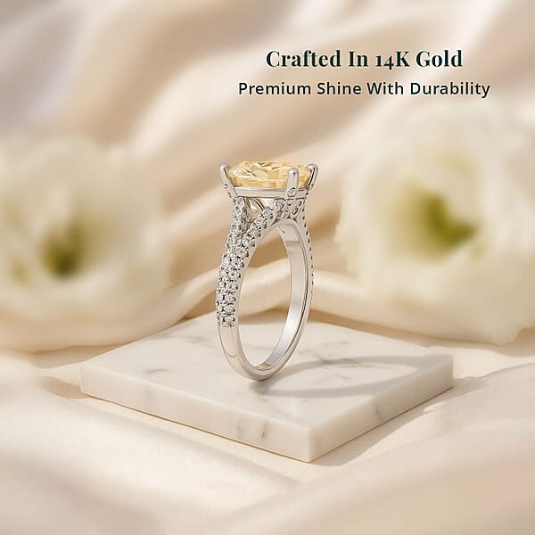 Shop Lc Luxuriant Lab Grown Yellow And White Diamond Ring In 14K White Gold 2.43 Ctw