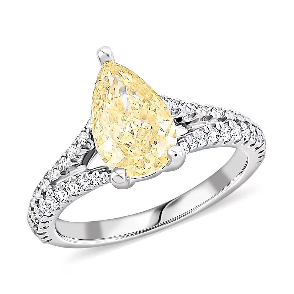 shop lc Luxuriant Lab Grown Yellow and White Diamond Ring in 14K White Gold 2.43 ctw