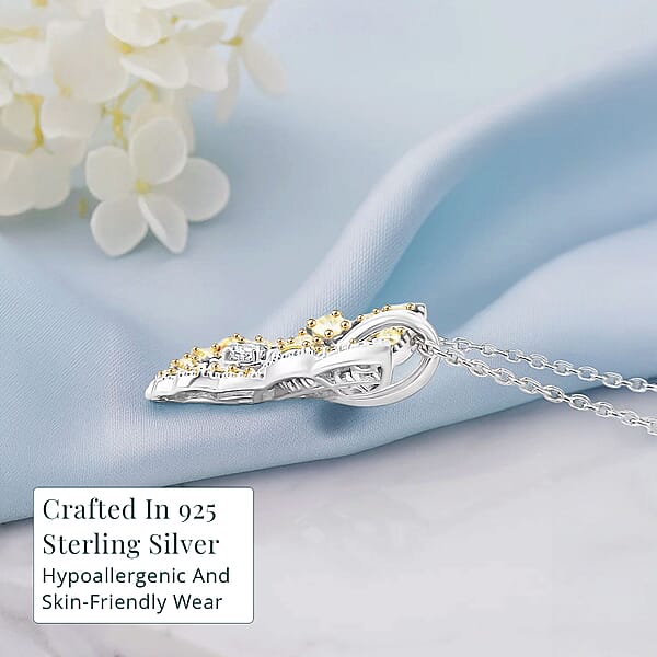 Shop Lc Luxuriant Lab Grown Yellow Diamond (IR) And Lab Grown Diamond VS 0.50 Ctw Butterfly Pendant Necklace In Rhodium Over Sterling Silver 20 Inches