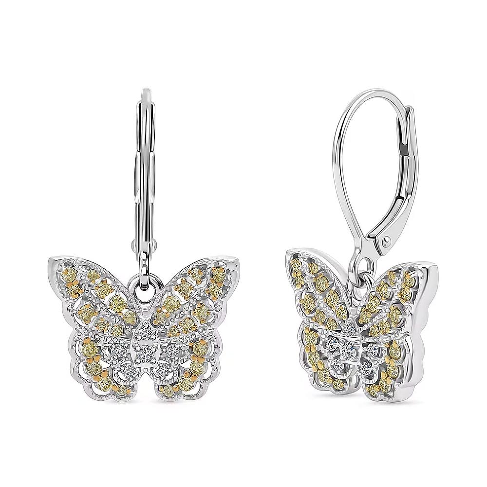 shop lc Luxuriant Lab Grown Yellow Diamond (IR) and Lab Grown Diamond VS 0.50 ctw Earrings in Rhodium Over Sterling Silver