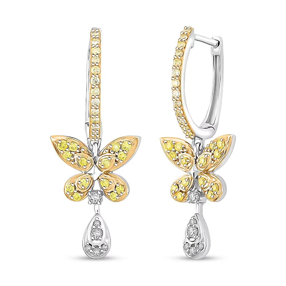 shop lc Luxuriant Lab Grown Yellow Diamond (IR) and Lab Grown Diamond VS 0.50 ctw Butterfly Earrings in Rhodium Over Sterling Silver