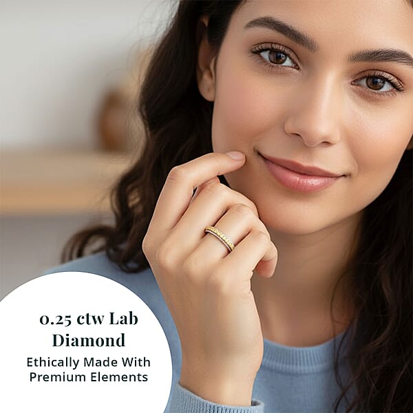 Shop Lc Luxuriant Lab Grown Yellow Diamond (IR) VS 0.25 Ctw Band Ring In Rhodium Over Sterling Silver