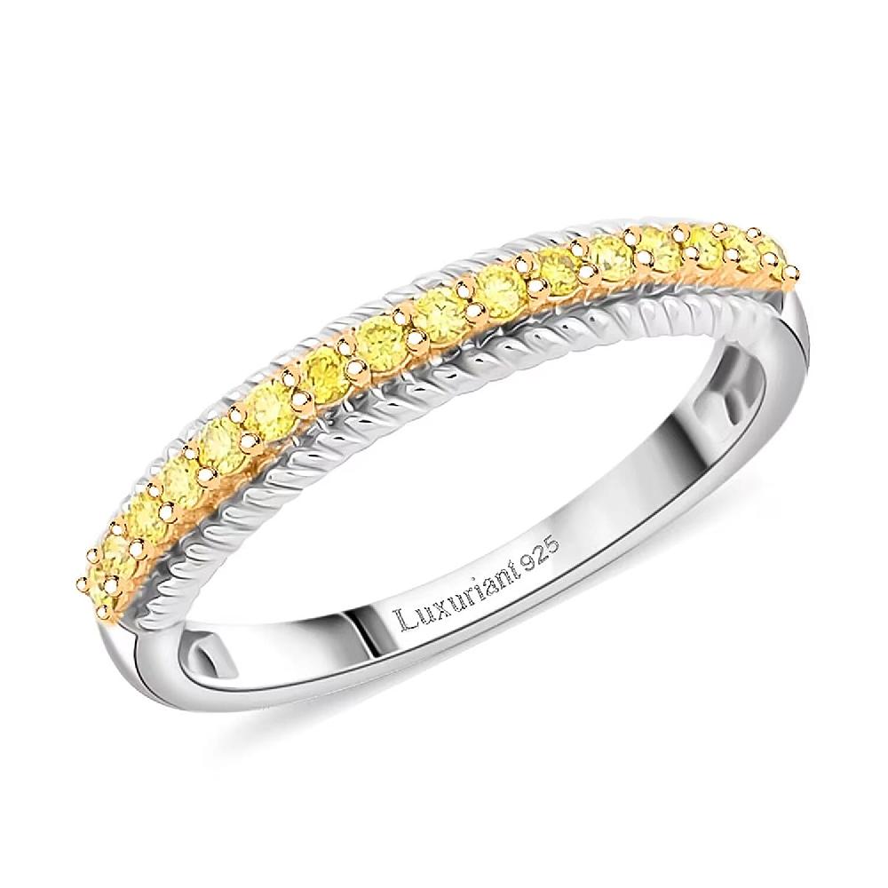 shop lc Luxuriant Lab Grown Yellow Diamond (IR) VS 0.25 ctw Band Ring in Rhodium Over Sterling Silver