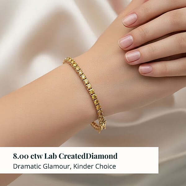 Shop Lc Luxuriant Lab Grown Yellow Diamond (IR) (VS) 8.00 Ctw Bracelet In 14K Yellow Gold (7.25 In) 12.15 Grams