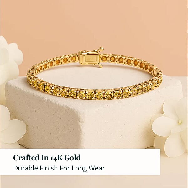 Shop Lc Luxuriant Lab Grown Yellow Diamond (IR) (VS) 8.00 Ctw Bracelet In 14K Yellow Gold (7.25 In) 12.15 Grams