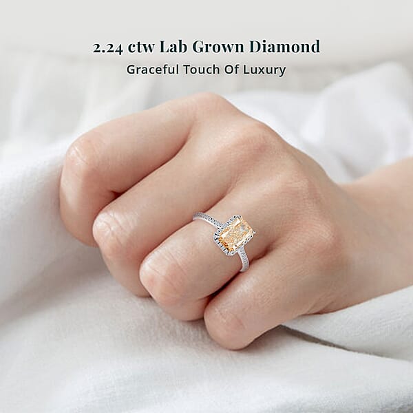 Shop Lc Luxuriant Lab Grown Yellow Diamond (IR) (VS1) Lab Grown Diamond 2.24 Ctw Ring In 14K White Gold