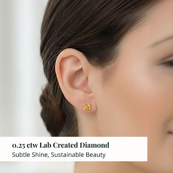 Shop Lc Luxuriant Lab Grown Yellow Diamond Stud Earrings In 14K White Gold 0.25 Ctw (VS)