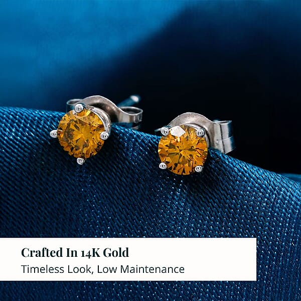 Shop Lc Luxuriant Lab Grown Yellow Diamond Stud Earrings In 14K White Gold 0.25 Ctw (VS)