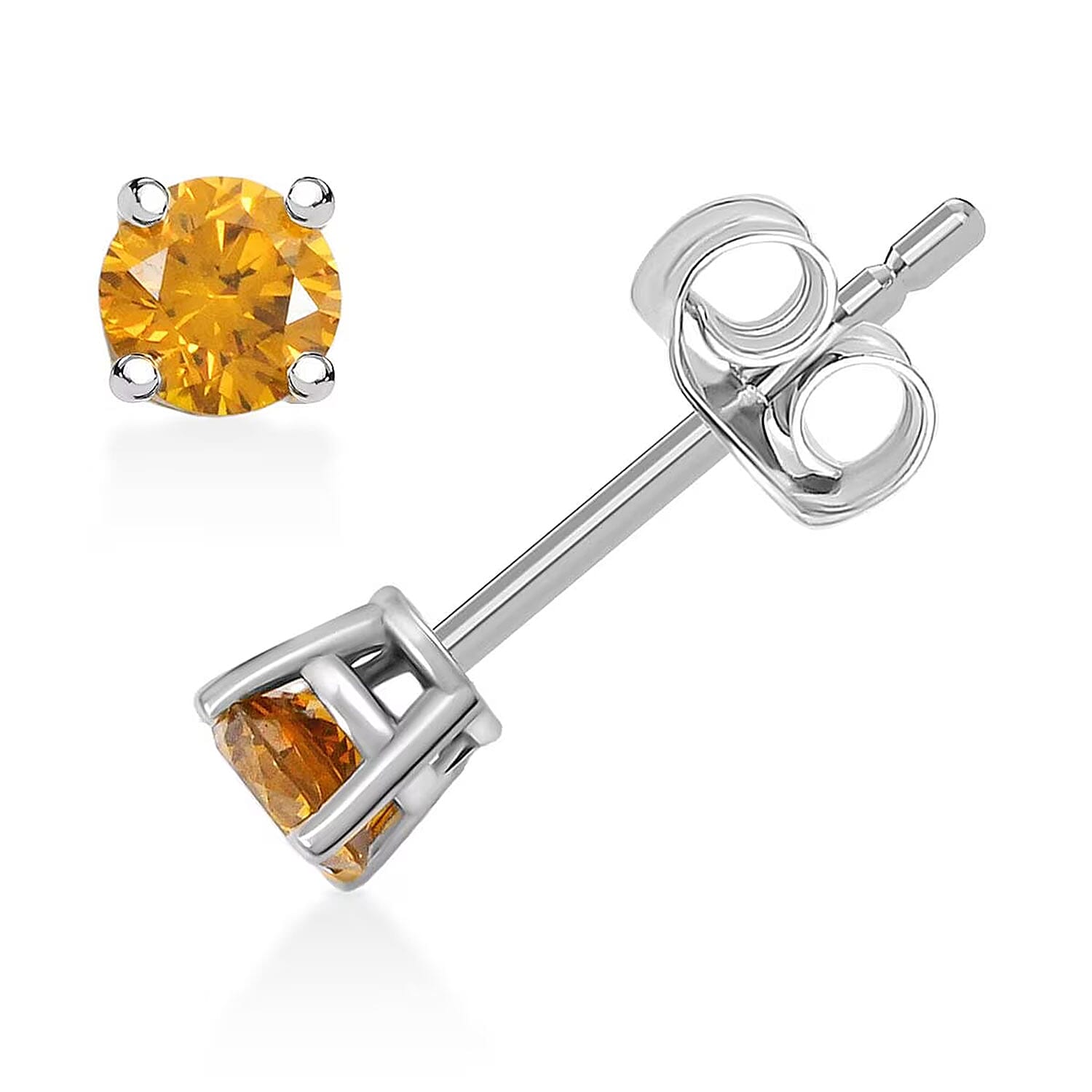 shop lc Luxuriant Lab Grown Yellow Diamond Stud Earrings in 14K White Gold 0.25 ctw (VS)