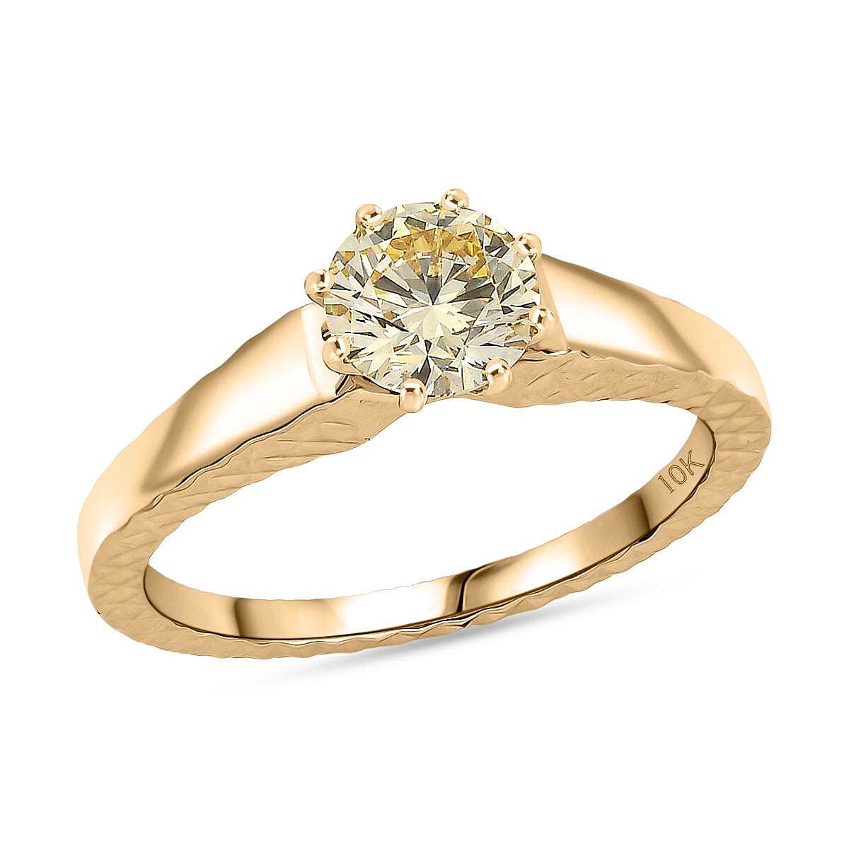 shop lc Luxuriant Lab Grown Yellow Diamond (VS) Solitaire Ring in 10K Yellow Gold 1.00 ctw