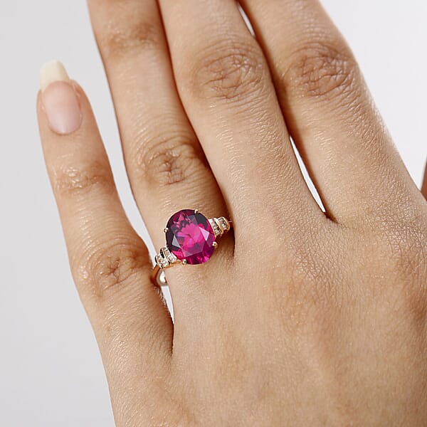 Shop Lc Luxuriant Premium Bixbite (LG) And Diamond I2 3.50 Ctw Ring In 10K Rose Gold