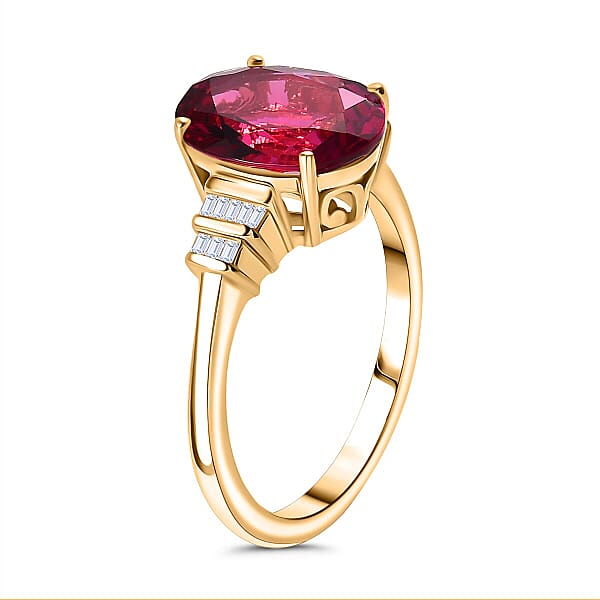 Shop Lc Luxuriant Premium Bixbite (LG) And Diamond I2 3.50 Ctw Ring In 10K Rose Gold