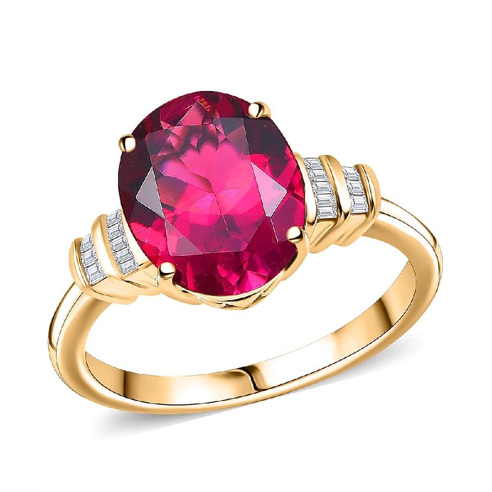 shop lc Luxuriant Premium Bixbite (LG) and Diamond I2 3.50 ctw Ring in 10K Rose Gold