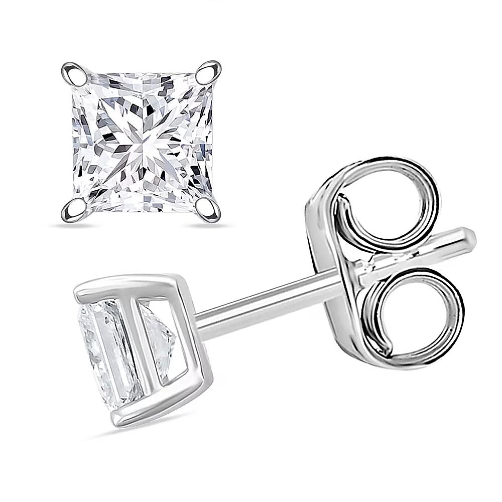 shop lc Luxuriant Princess Cut Lab Grown Diamond G VS2 1.18 ctw Earrings in 14K White Gold