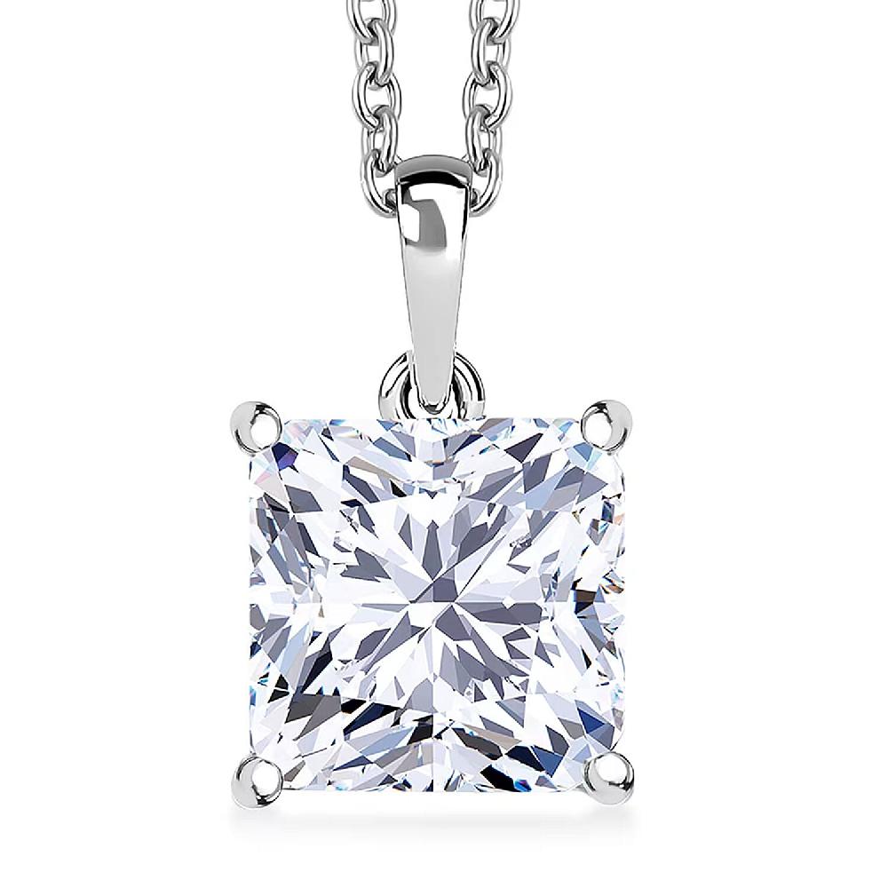 shop lc Luxuriant Princess Cut Lab Grown Diamond Solitaire Pendant in 950 Palladium with 10K White Gold Necklace 3.00 ctw (20 Inches) (E-F VS)
