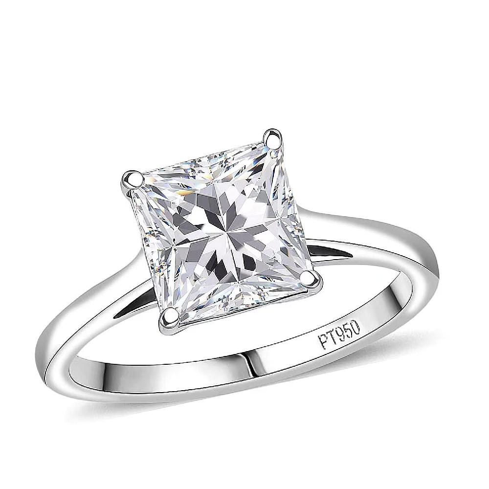 shop lc Luxuriant Princess Cut Lab Grown Diamond Solitaire Ring in 950 Palladium 3.00 ctw