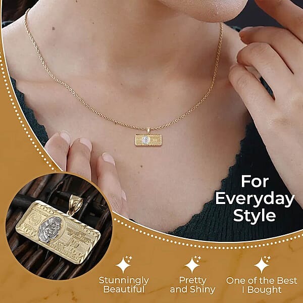 Shop Lc Made In America Dollar Pendant 100 Dollar Bill Pendant Dollar Pendant Gold 10K Yellow And White Gold Pendant Dual Tone Gold Pendant 3.40 Grams