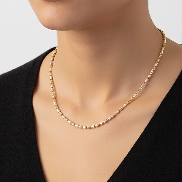 Shop Lc Made In Italy 14K YG Over And Sterling Silver Typhoon Fancy 2mm Chain Necklace 20 Inches 6.31 Grams