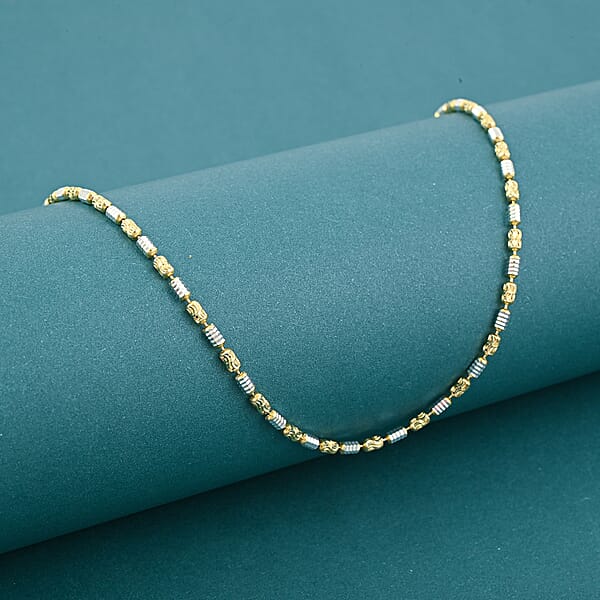 Shop Lc Made In Italy 14K YG Over And Sterling Silver Typhoon Fancy 2mm Chain Necklace 18 Inches 5.19 Grams