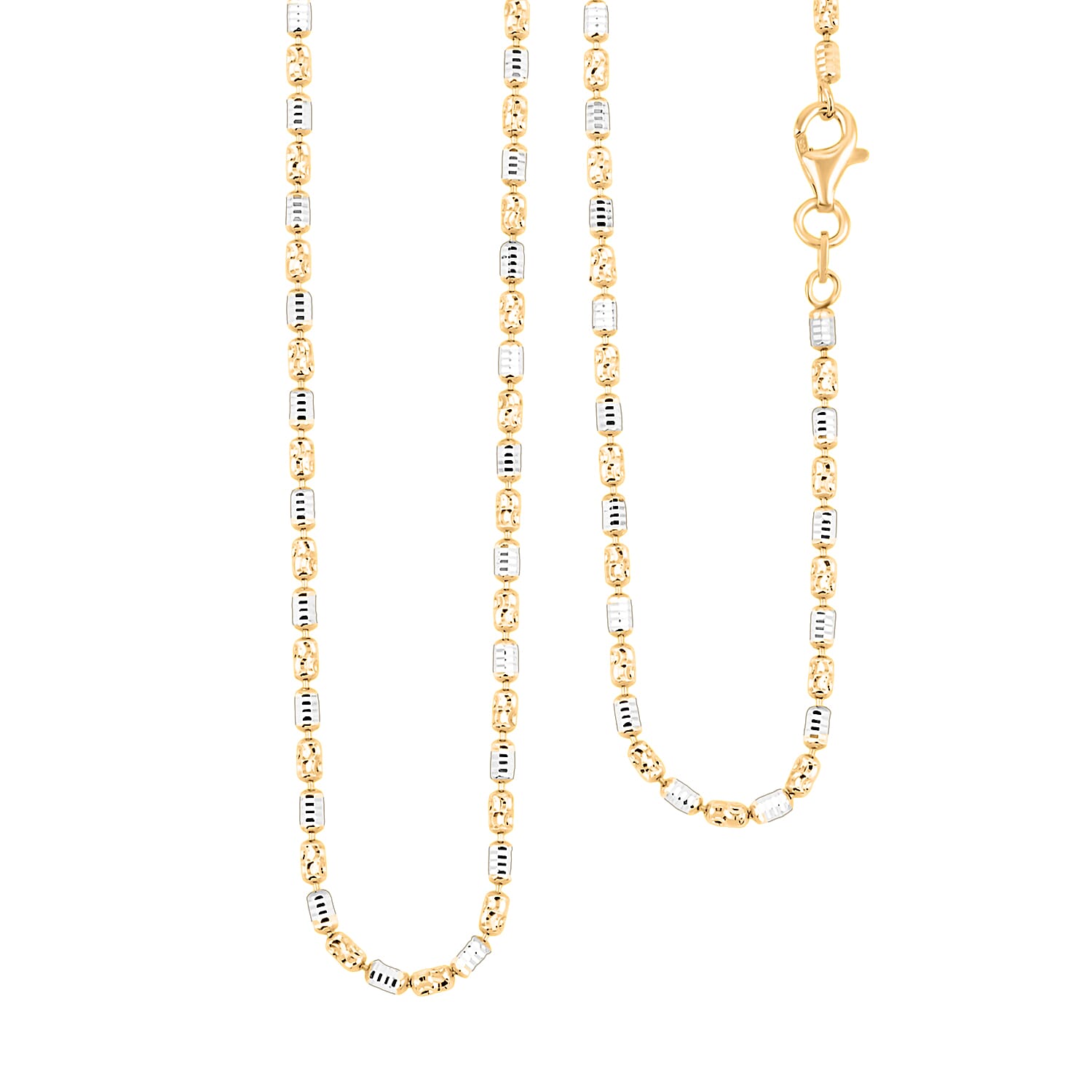 shop lc Made in Italy 14K YG Over and Sterling Silver Typhoon Fancy 2mm Chain Necklace 18 Inches 5.19 Grams