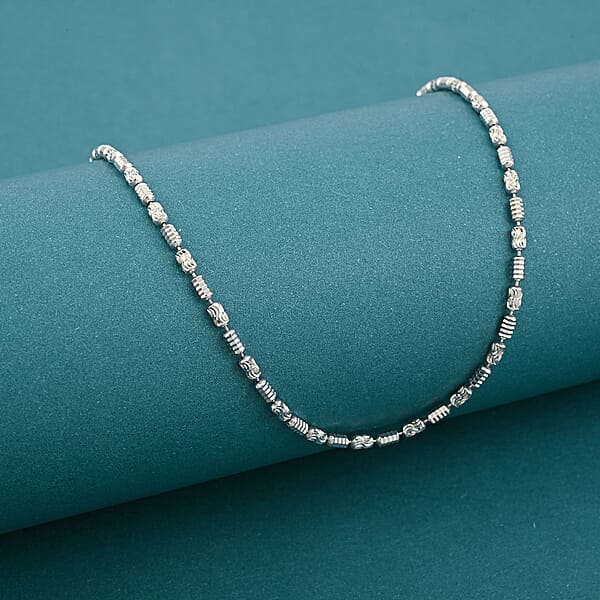 Shop Lc Made In Italy Rhodium Over Sterling Silver 2mm Typhoon Fancy Chain Necklace 20 Inches 5.76 Grams