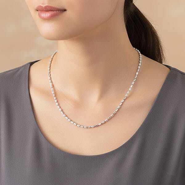 Shop Lc Made In Italy Rhodium Over Sterling Silver 2mm Typhoon Fancy Chain Necklace 20 Inches 5.76 Grams